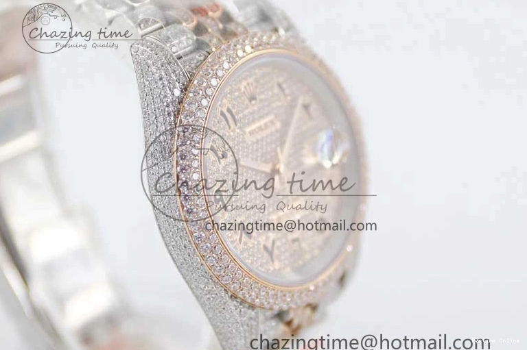 1225 Affordable Datejust 41 SS RG Full Diamonds TWF 1:1 Best Edition Arabic Markers Dial on Jubilee Bracelet A 2385